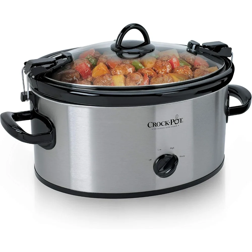 

Cook and Carry 6 Quart Manual Portable Slow Cooker and Food Warmer, Stainless (SCCPVL600-S)