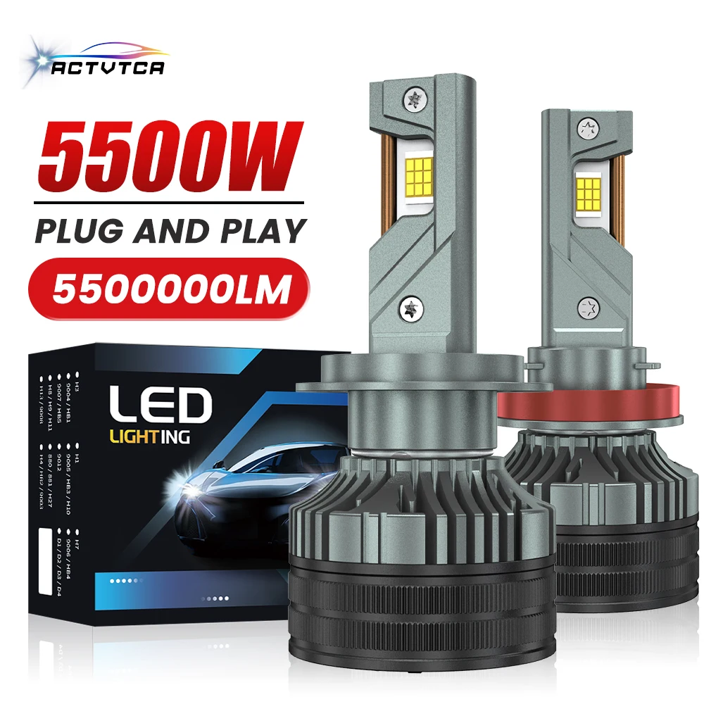

3 Copper pipes LED Headlight 5500W 5500000LM H1 H7 H4 Auto Bulbs 9005 HB3 9006 HB4 H8 H9 H11 CANBUA White Car Lights 12V 24V
