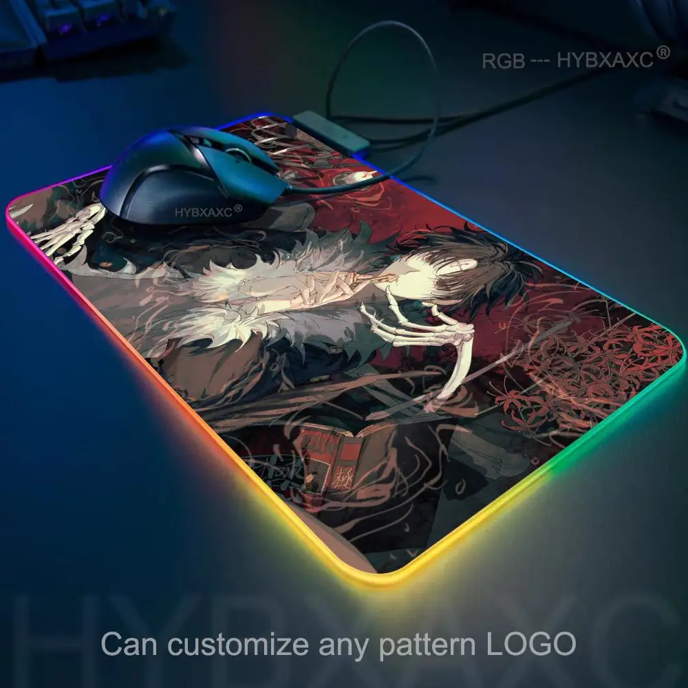 H-hunter X H-hunter Mouse Pad RGB Gaming Mouse Pad Desk Mat HD Gamer Lampu LED Besar XXL Chrollo MousePads PC Komputer Karpet