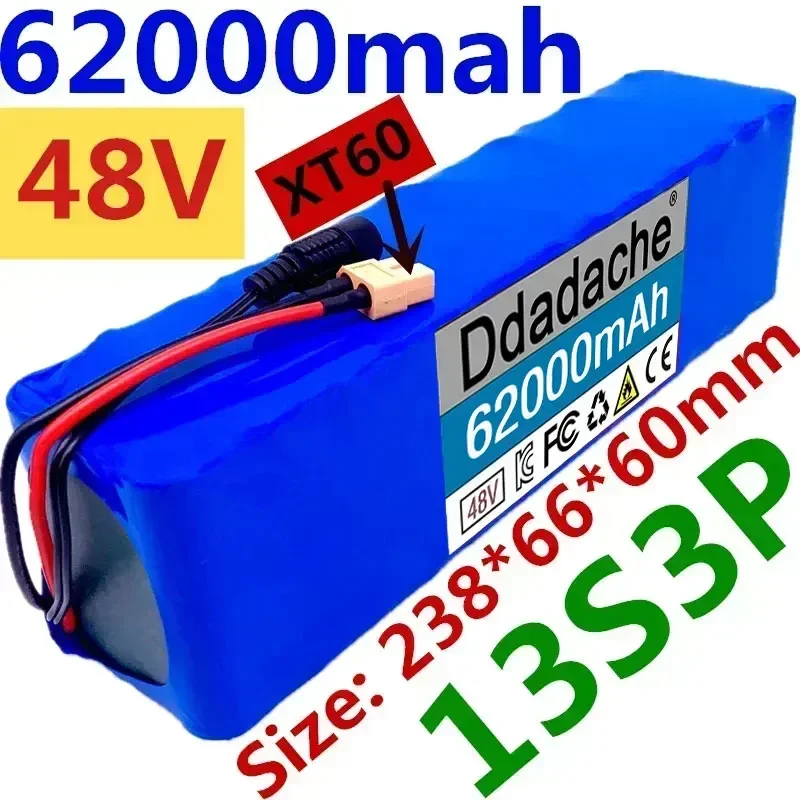 100% New 48V lithium-ion battery 62Ah 1000W 13S3P 18650 lithium-ion battery pack for 54.6V CitycocoBMS electric scooters battery