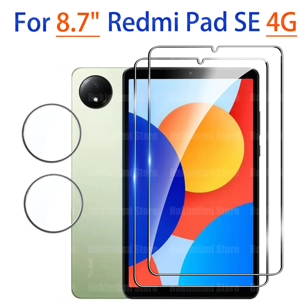 Pellicola salvaschermo per Redmi Pad SE 4G (8,7 pollici) 2024 Tablet Pellicola in vetro temperato Protezione fotocamera posteriore Anticaduta/Antigraffio 8,7