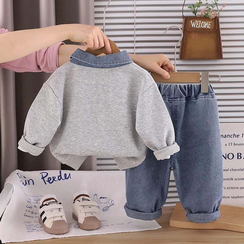 Boys Suit Kids Sets Outfits 2026 Fall Baby Boy Clothes Sporty Letter Sweatshirt Tops and Pants 2 Piece Set Children's Tracksuits
