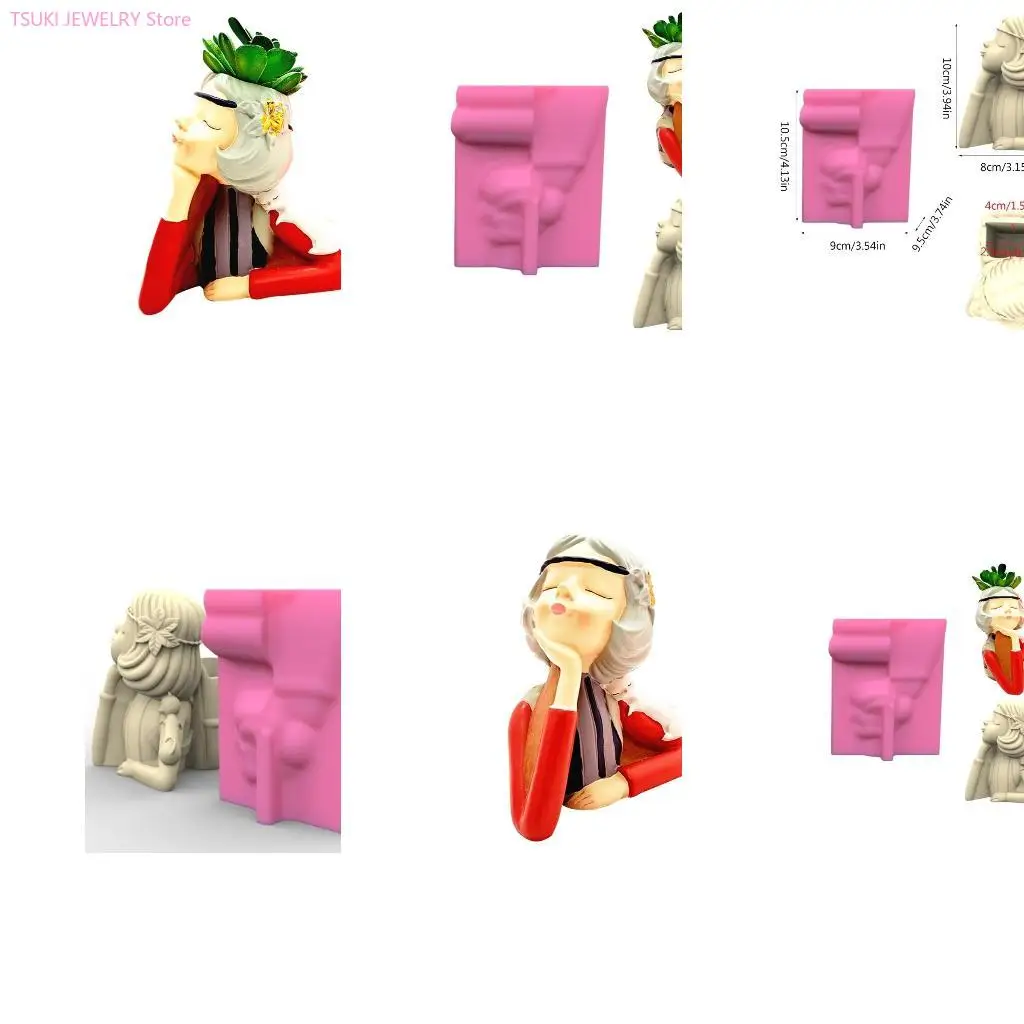 

62KE Flower Pot Mold Silicone Flowerpot Plant Vintage Mould Concrete Cement