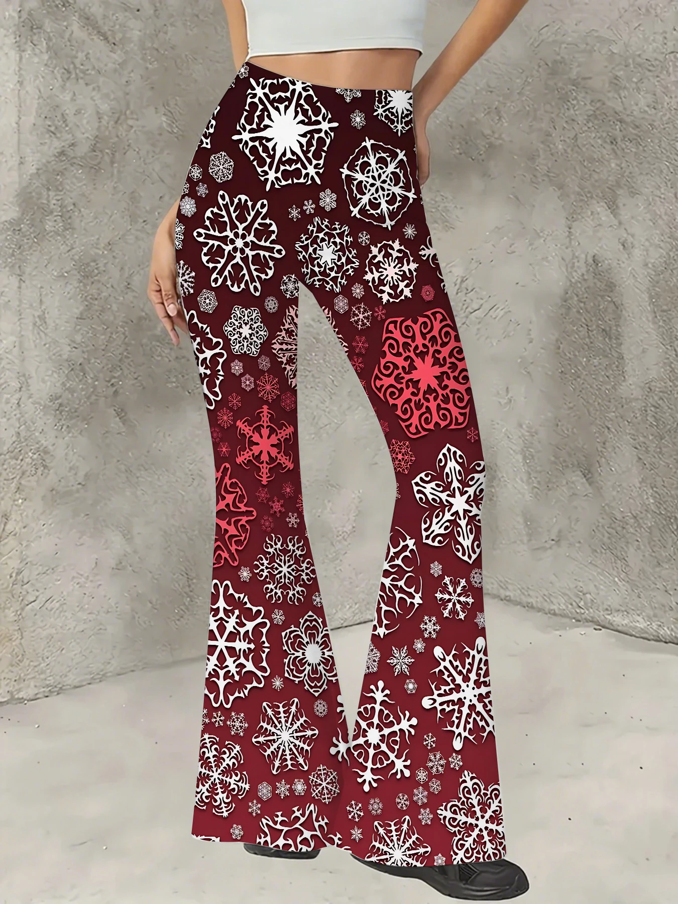 

Women's All-Over Print Flared Leggings Stretchy High Waist Bell Bottom Pants