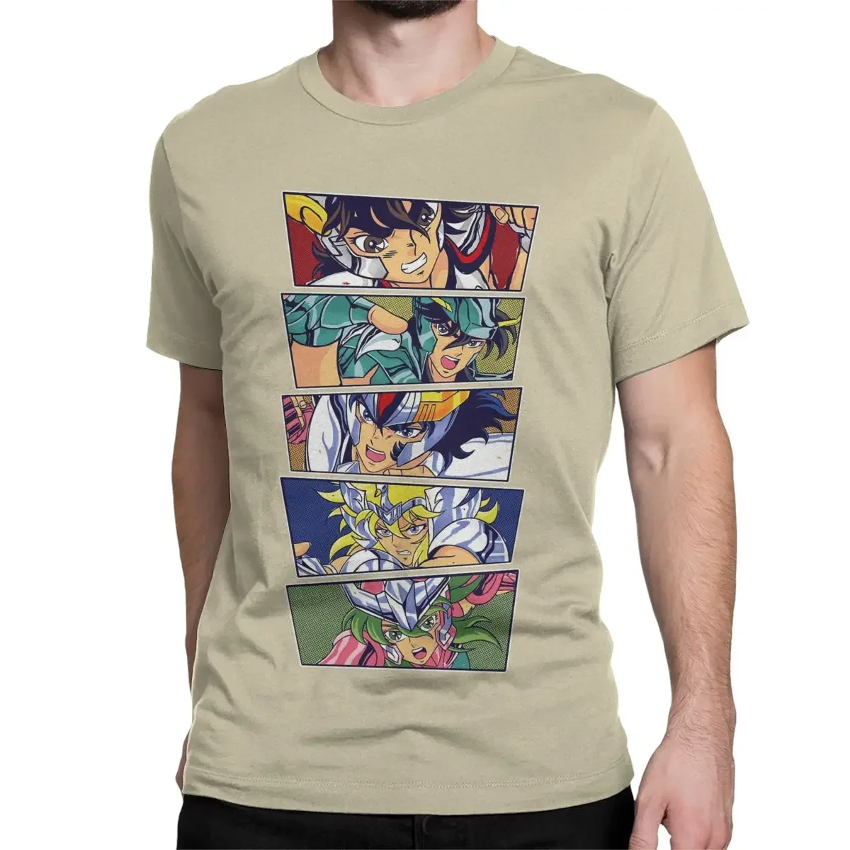 Short Sleeve Saint Seiya T Shirt Tops Graphic Men T-Shirts Knights Of The Zodiac Japanese Anime Leisure Cotton Tee  clothing