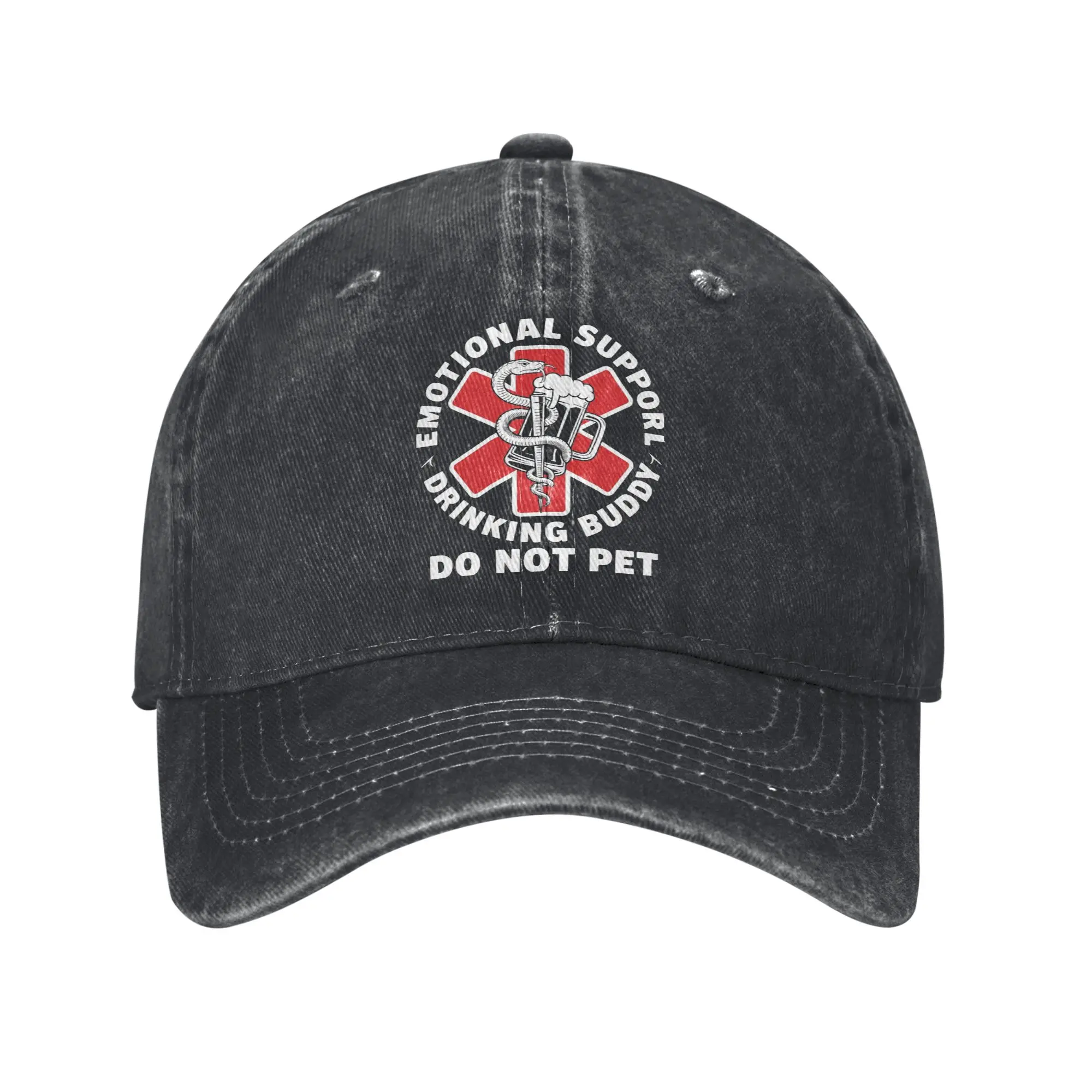Emotional Support Drinking Buddy Beer Printed Cap for Men Women Cotton  Trucker Hat Lerisure Headwear Baseball Cap Adjustable
