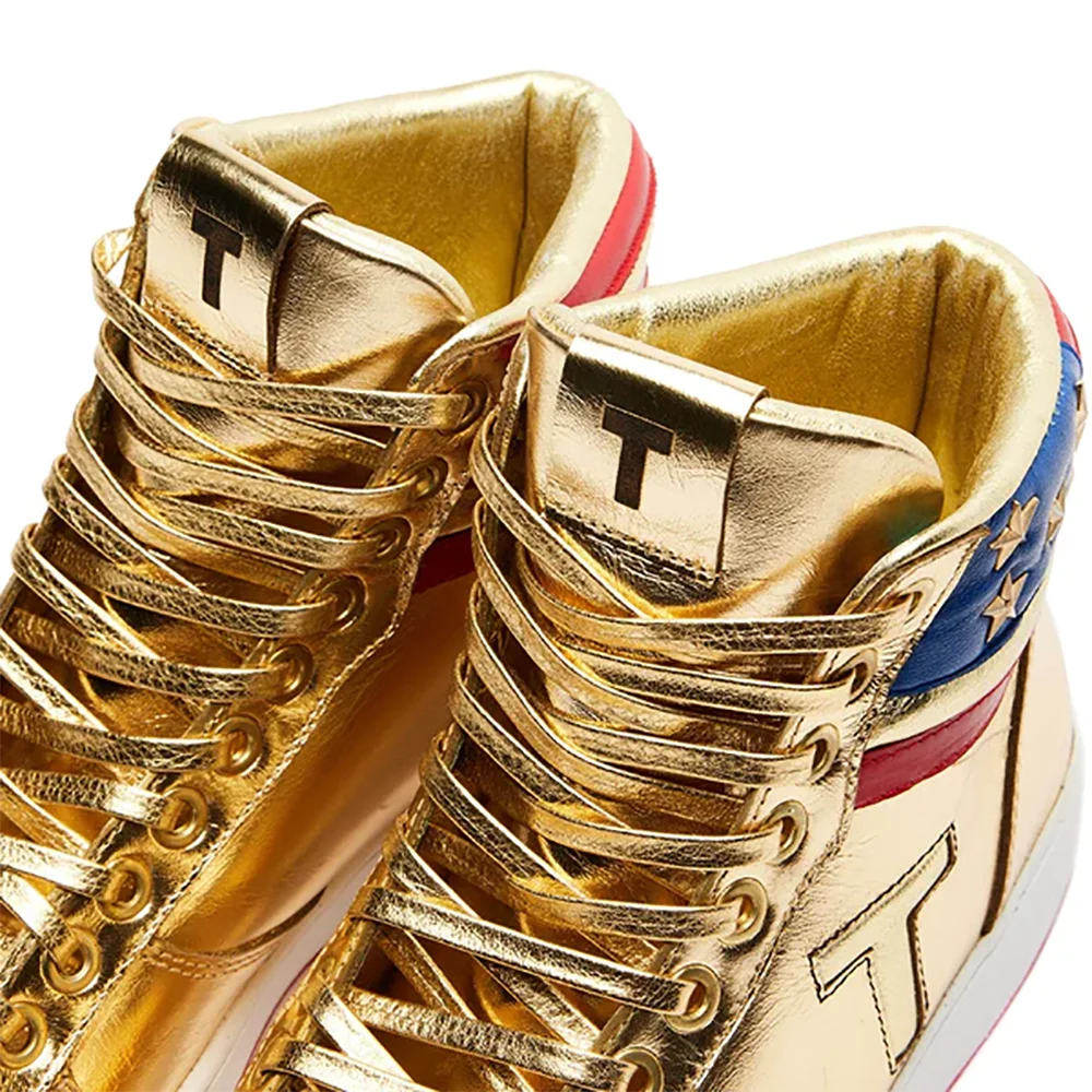 Trump 2024 MAGA Gold Sneakers Never Surrender Pro Donald Distressed Gym Shoes Men's Casual Boots Road Sneaker