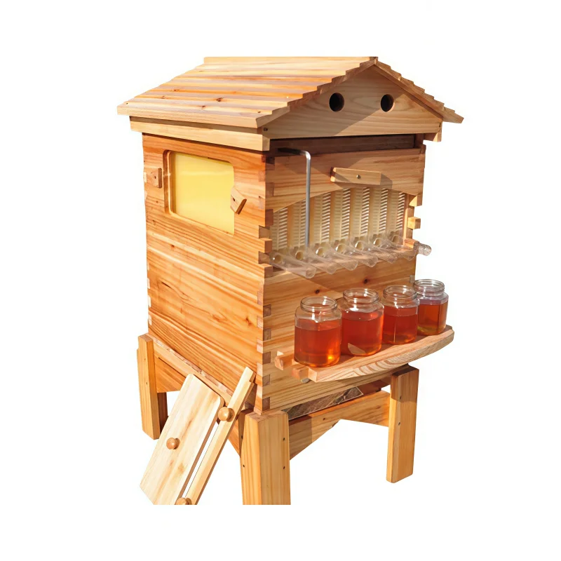 USMILEPET Automatic Wooden Bee Hive House, Honey Bee House Automatic, Beekeeping Equipment Automatic Flow Beehive Auto Flow Hive