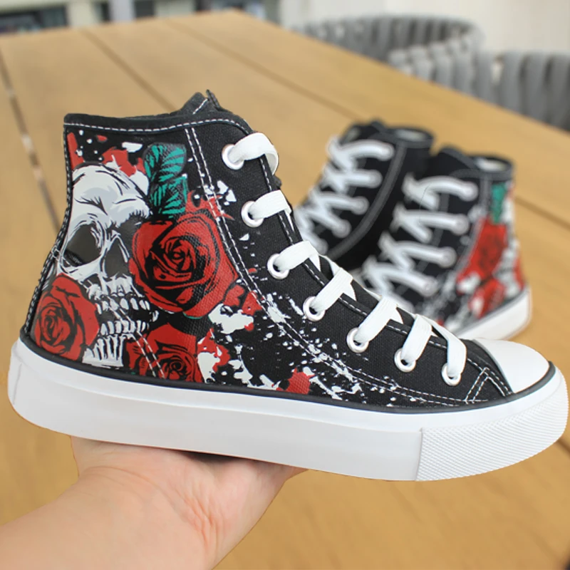 

005 Fashionable Children's Canvas Shoes, Youth Knit Shoes, Printed Shoes, Child's Shoes, Laced High-Top Trendy Kids' Shoes