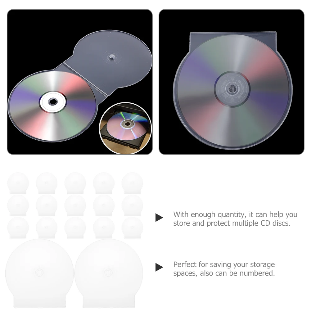 

50 Pcs CD Case Single Boxes Cute Holder DVD Storage Cases Round Plastic Empty for Desk Organizer Travel