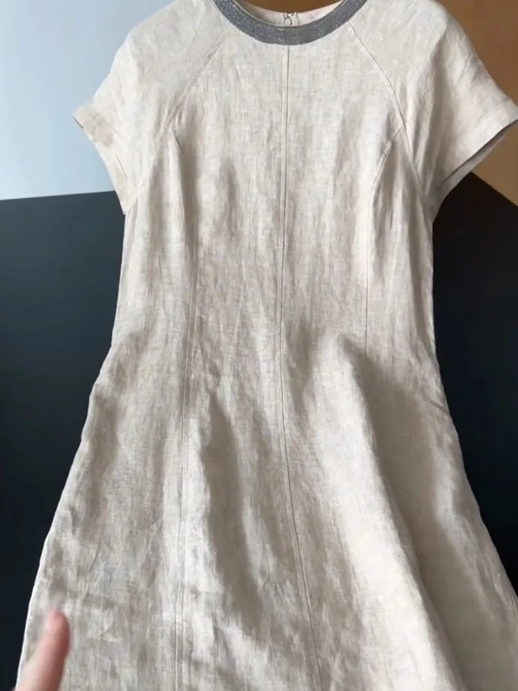 Ele Simple t-shirt Dr abricot décontracté jupe longue taille haute a-ligne été nouveauté femmes Faion Dr