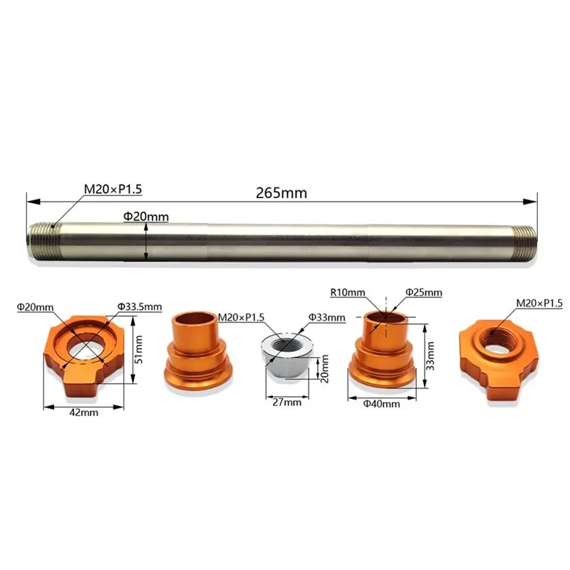 A48P-Motorcycle Rear Axle Kit For For EXC EXCF SXF XCF FC FX TC TE 125 250 350- Wheel Hub Spacer Block Nut Bushing