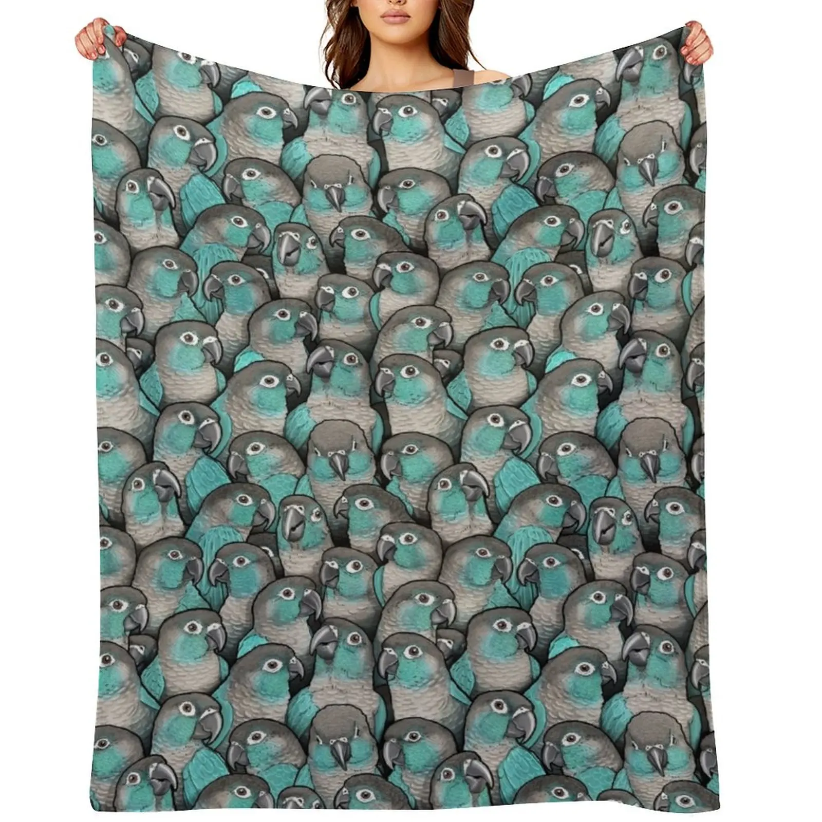 Turquoise Green-Cheeked Conures Throw Blanket Vintage Luxury Throw Multi-Purpose Sofa Quilt Decorative Beds Warm Blankets