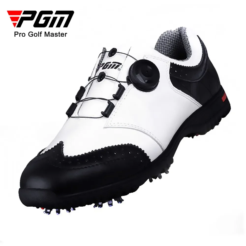 

PGM Golf Shoes Mens Comfortable Knob Buckle Golf Men'S Shoes Waterproof Genuine Leather Sneakers Spikes Nail Non-Slip XZ039