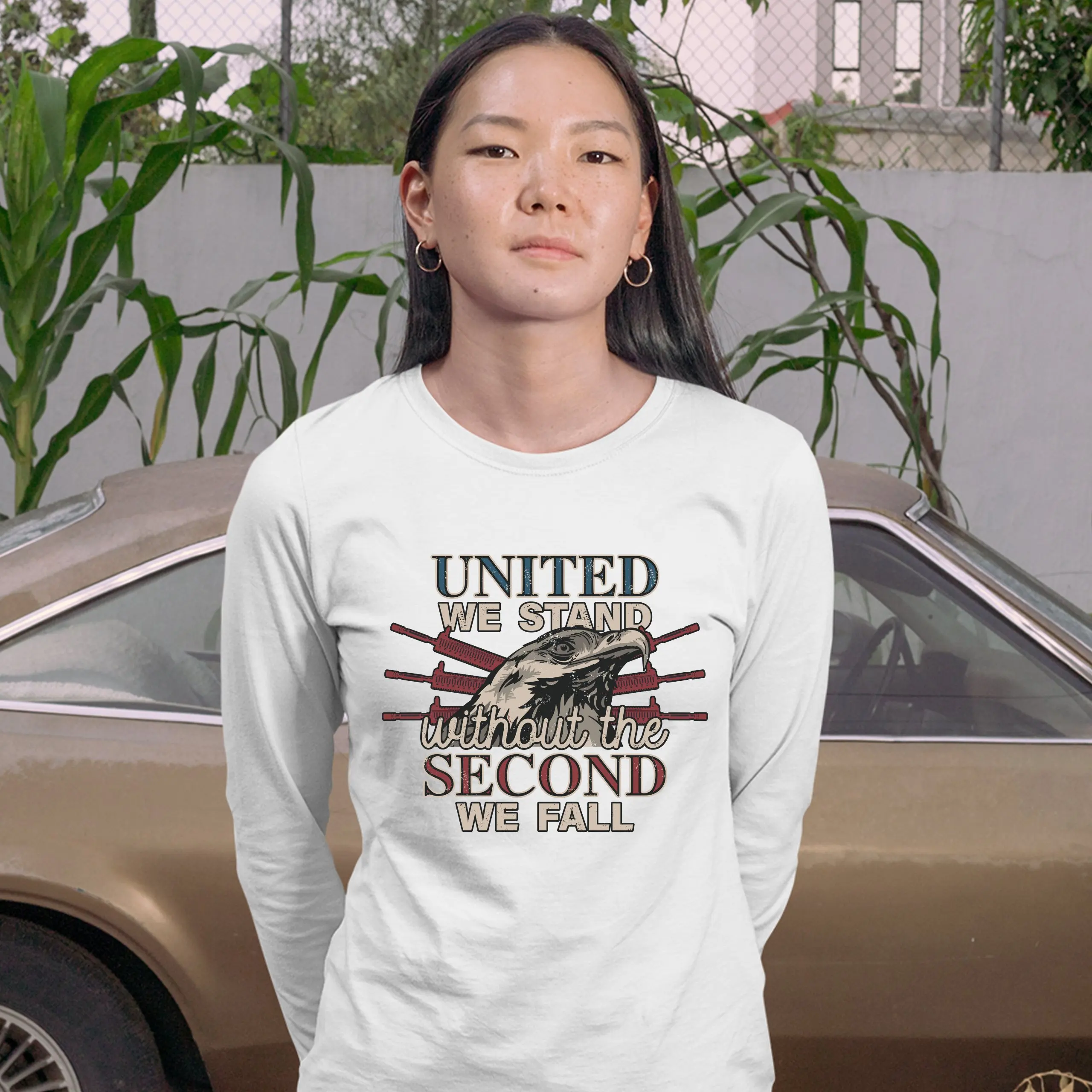 United We Stand Women's Long Sleeve T-shirt 2nd Amendment Patriotic Gun Owner