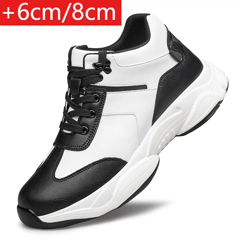 2026 Men's Leather Sneakers Men's Height-enhancing Casual Shoes, Interior Height-enhancing Outdoor Travel Shoe