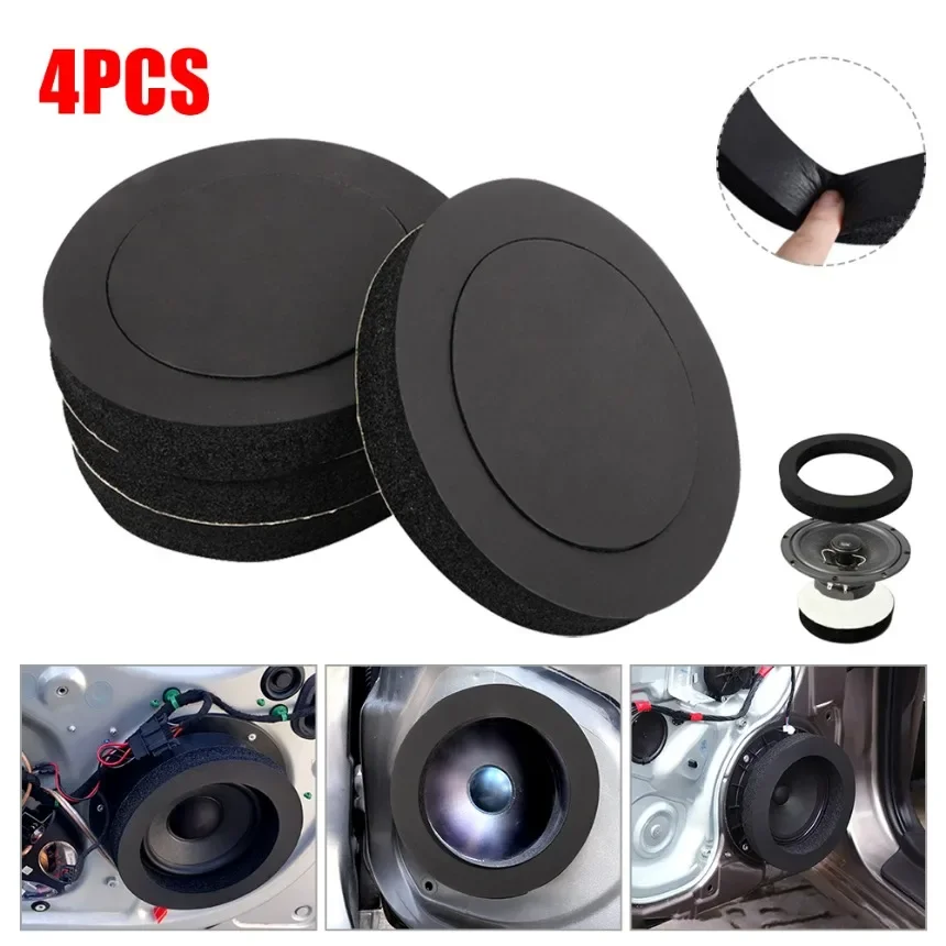 4x 6.5 inch Car Door Speaker Bass Ring Foam Woofer Pad Noise Sound Wave Accessories Bass Ring Foam Woofer Pad Soundproof Cotton