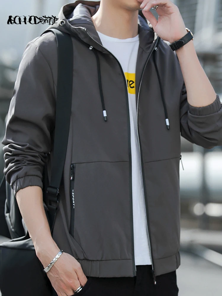 

Lei Men's Hoodie Jaet Spring Autumn New Sle Korean Version Workwear Pure Color Haome Loose Fit Windproof Outerwear