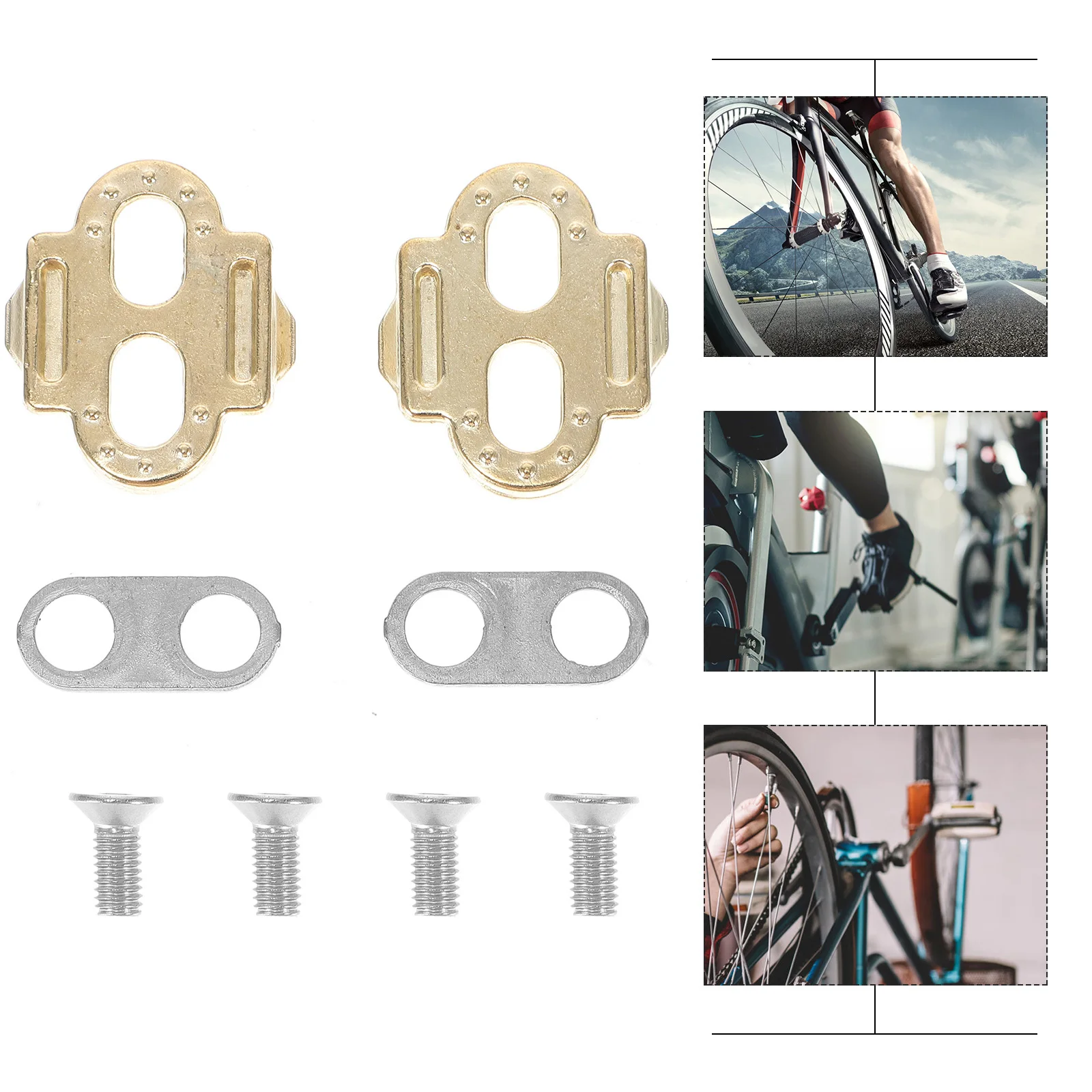 

1 Pair Mini Self-Locking Pedal Cleats Set For Mountain Bike Cycling Efficiency Clip-In Clips Kit Golden Bike Footwear