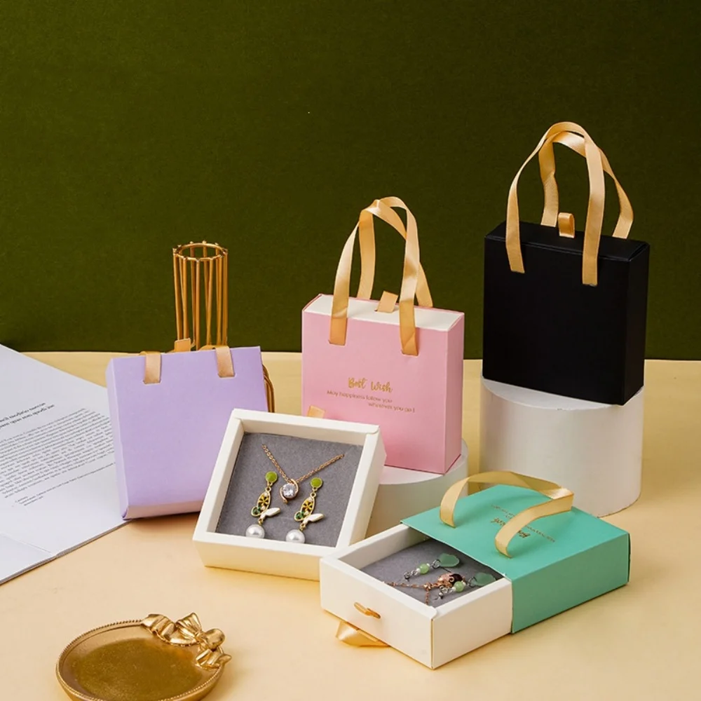 Portable Jewelry Box Elegant Multifunctional Jewelry Box Paper Jewelry Display Case Compact Necklace Storage Box For Travel Home