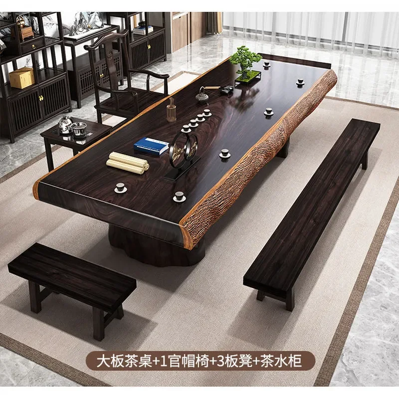 Black Sandalwood Solid Wood Large Board Tea Table One Size Fits All Whole Board New Chinese Style Home Office Tea Table and