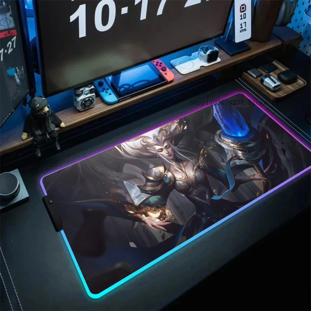 Janna League Of Legends Mousepad XXL RGB Gaming Mouse Pads HD Black Gamer Accessories Large LED