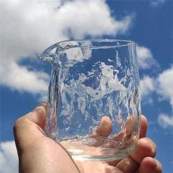 Japanese Hammer Pattern Glass Milk Jug Heat-resistant Cup Coffee Kung Fu Tea Separator Transparent Milk Frothing Jug Tea Pitcher