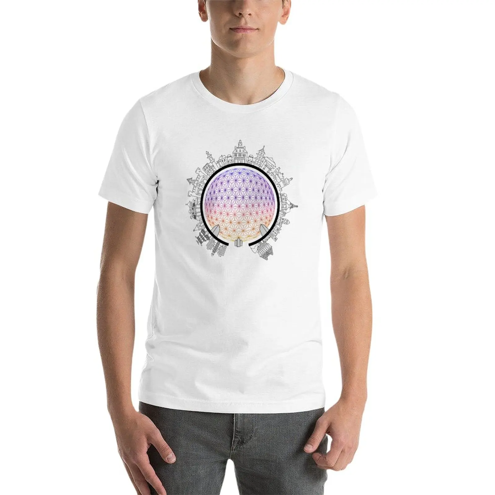 T-shirt Epcot na całym świecie szybkoschnące białe dla chłopców hipisowskie ubrania męskie bawełniane koszulki