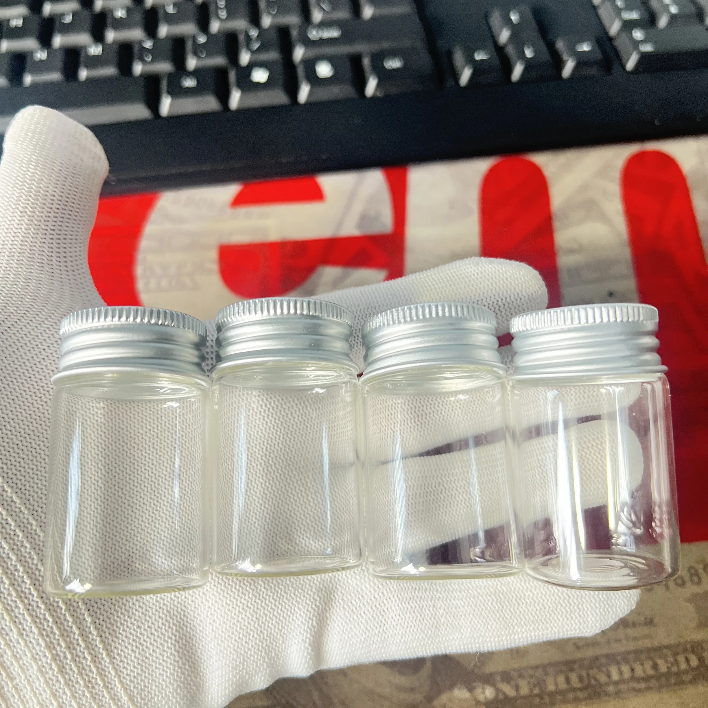 15/36/48pcs 20ml Christmas Mini Glass Bottles Aluminum Caps 20x30x50mm Tiny Wishing Glass Jars Vials Containers