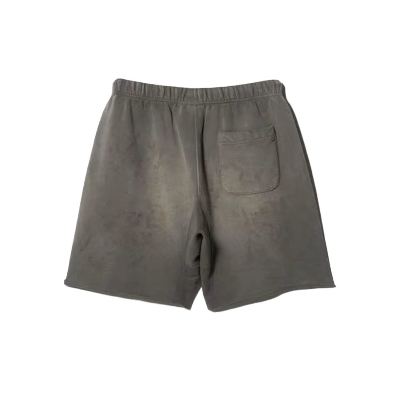 Men Women Vintage Washed Faded Sweat Shorts Gothic Metal Letter Graphic Print Elastic Drawstring Raw Hem Loose Streetwear Casual