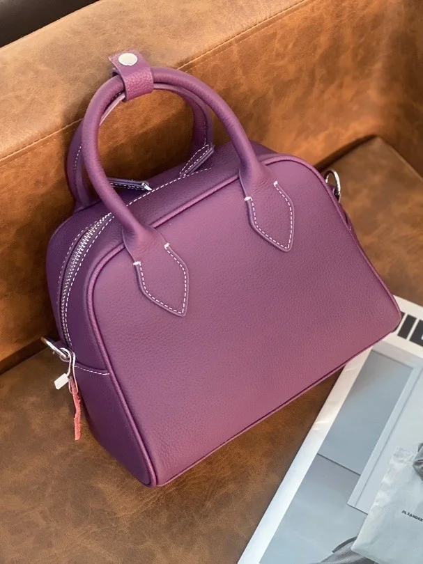 

High Quali Leather Handbag 2025 New Sle Simple Pillow Bag Top Layer Cowhide Single oulder Slant Cross Bag for Women