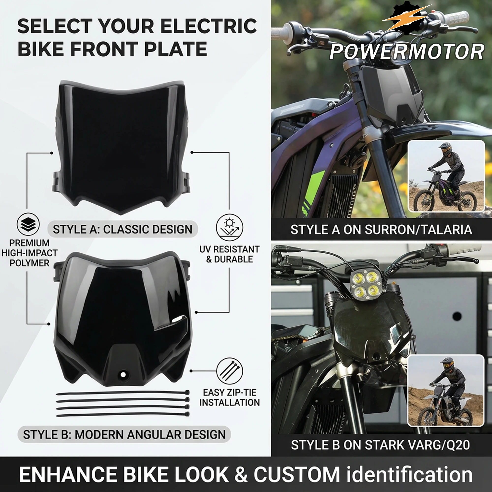

Electric Motorcycle Front Number Plate For Surron S X Stark Varg Talaria Sting Q20 DirtBike E-Bike Motocross License Modified