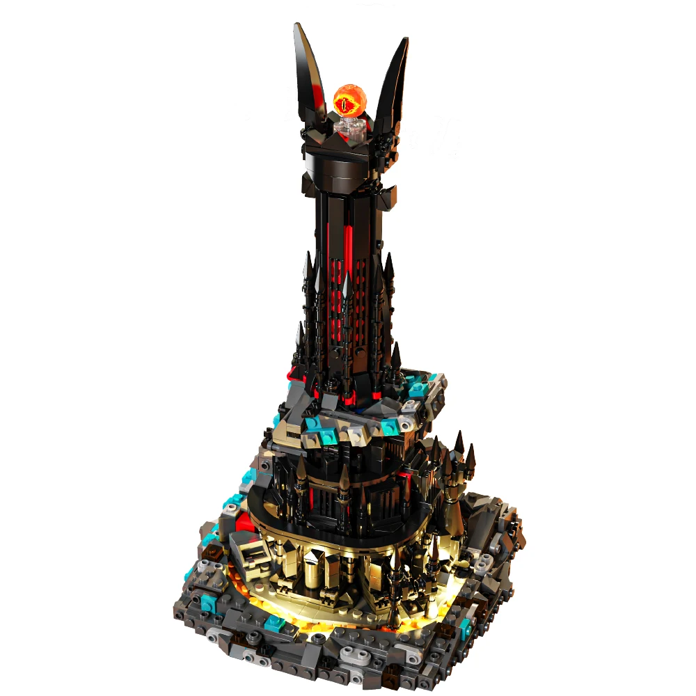 Lord Dark Tower Bauset, Magic Castle Bausteine-Set, Schlossarchitektursteine mit LED-Leuchten, Sammlungsgeschenk