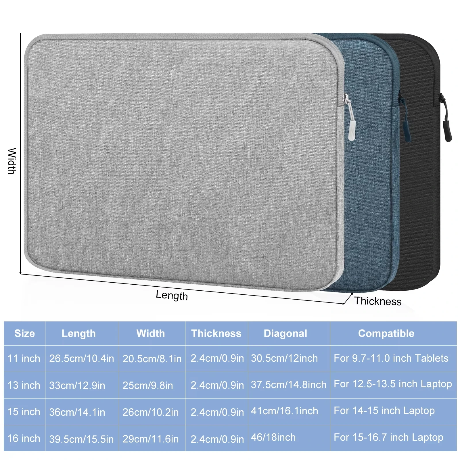 Haweel 11 13 15 16 polegadas capa para laptop capa para notebook tablet bolsa de transporte com zíper para macbook air pro bolsa capa de pele