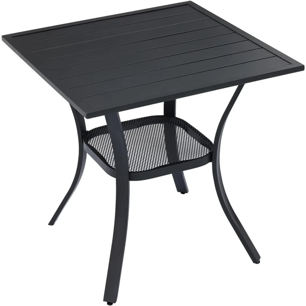 

Small Square Outdoor Patio Table, All Weather Metal Outdoor Dining Table for Lawn Garden, 27.5"x 27.5" Patio Table for Outside.
