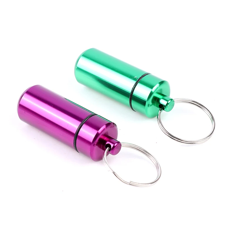 Keyring Tablets Medicine Container Pill Box Aluminium Key Chain Drug Holder