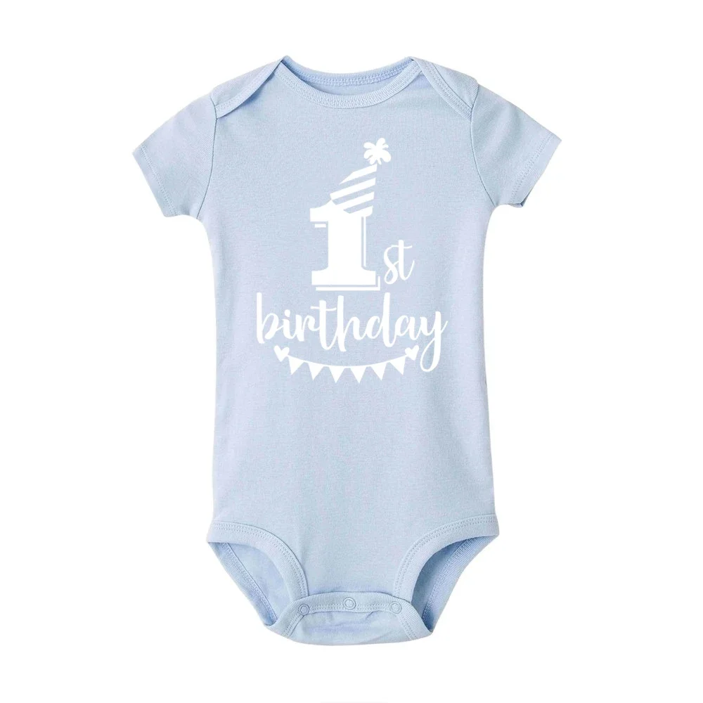 My first birthday letter print newborn baby short sleeve baby Rompers Girls Boys Clothes baby boy clothing set 0-24M