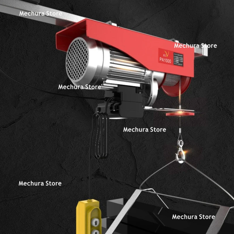 Mini Electric Hoist 220V 0.5T 1T Portable Wire Rope Winch Lift Home Garage Workshop Ceiling Lifting Cranes JT40