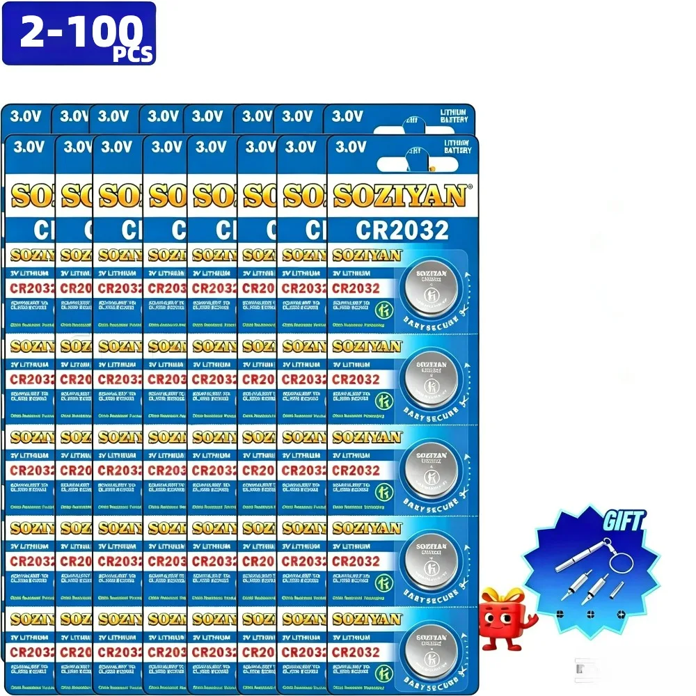 5-100PCS CR2032 CR 2032 DL2032 ECR2032 BR2032 3V Lithium Coin Cell 20x3.2mm 220mAh For Watch Calculator Car Key Remote Toy