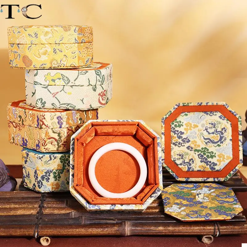 Chinese-Style Octagonal Jewelry Box with Double Lids for Bracelets and Bead String Jade and Jewelry Display Box