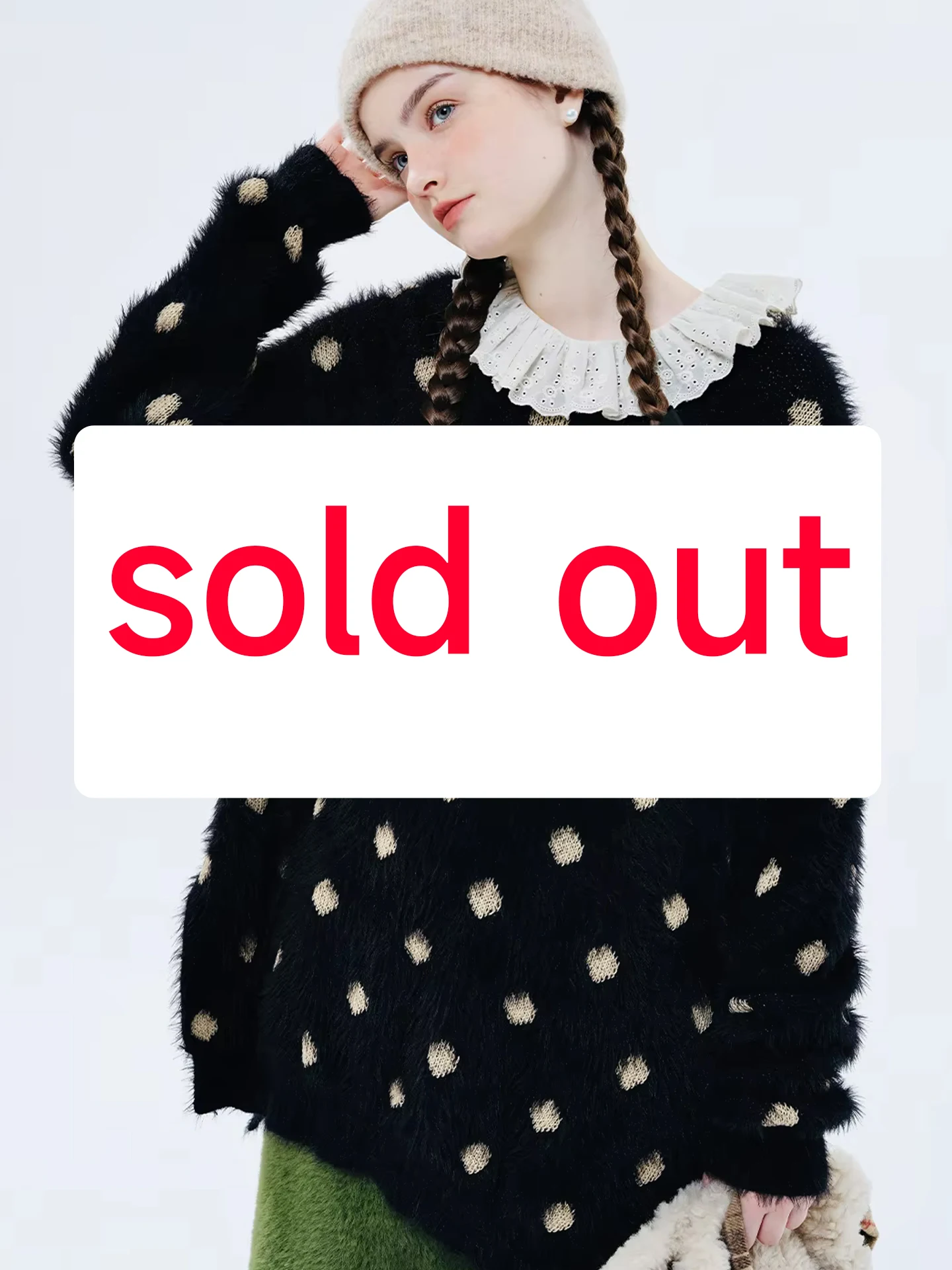 

IMAKOKONI original design black crewneck pullover print long sleeve autumn winter warm loose sweater women 234394