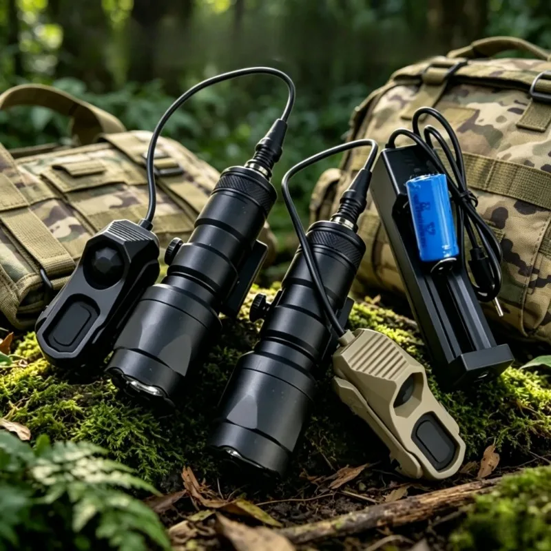 

M300 Metal Nylon Tactical Mini Flashlight Helmet Mount Torch for Outdoor Camping Hiking Use