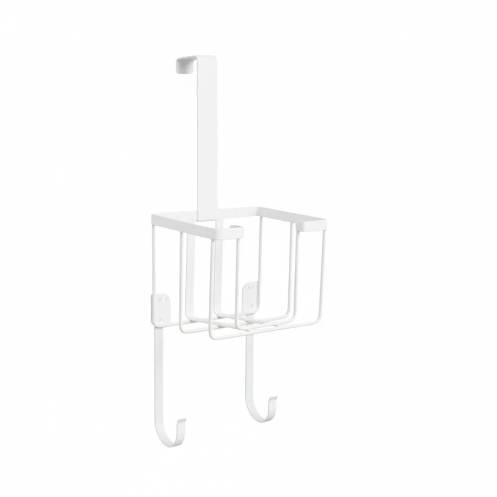 T Shape Design Iron Holder No Drilling Wall Mount Ironing Board Hanger Two-in-One Hooks Strong Load-bearing Storage Rack