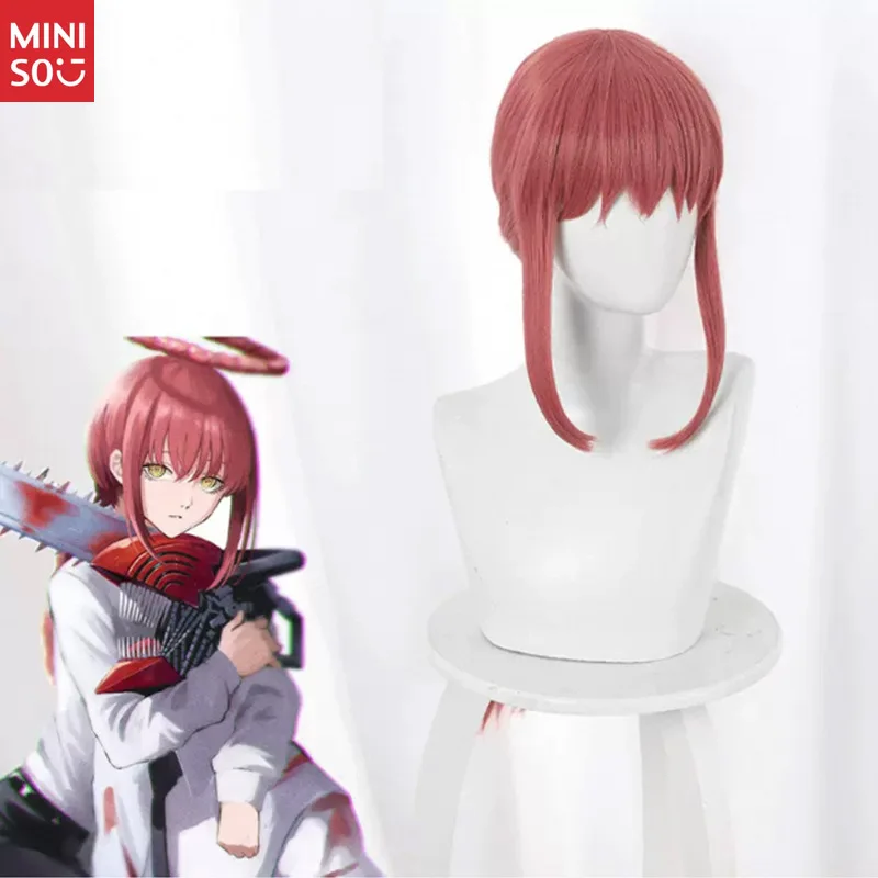  Parrucca cosplay Chainsaw Man Makima: trecce doppie rosa, capelli lunghi per la convenzione e il costume dell'anime