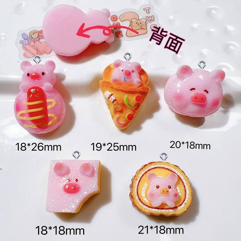 

Cute Pig Biscuit Cake Resin Charms for Jewelry Making Findings DIY Crafts Earrings Pendants Necklace Phone Charm Accessories