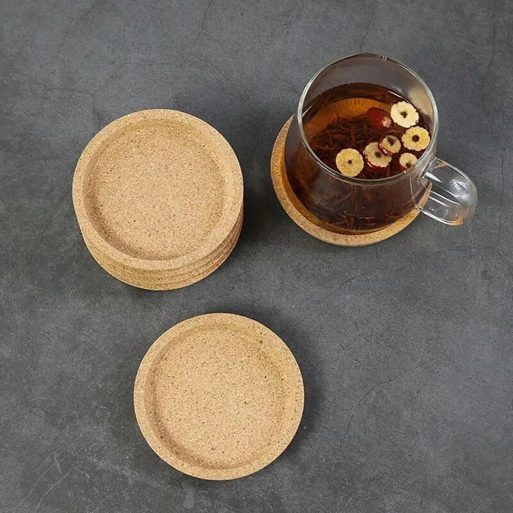 5x 10.3cm Round Cork Coasters Heat Resistant Tea Cup Mat Pad Desk Protector