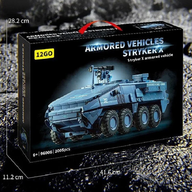 

Оригинальная коробка 96006 Stryker X, модель бронеавтомобиля, 2005 шт., набор строительных блоков, военная модель, сделай сам, Рождественский подарок, игрушка
