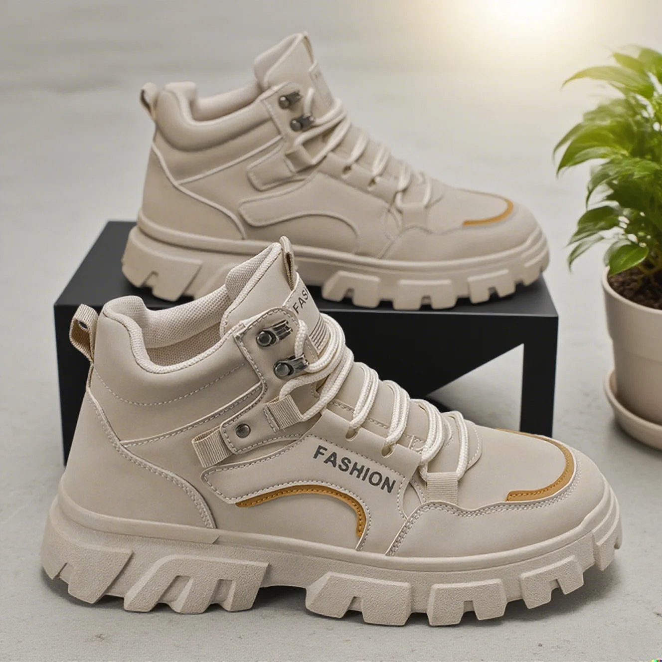 

Высокие туфли, осень 2021, новые мужские нескользящие уличные износостойкие ботинки-карго на толстой подошве