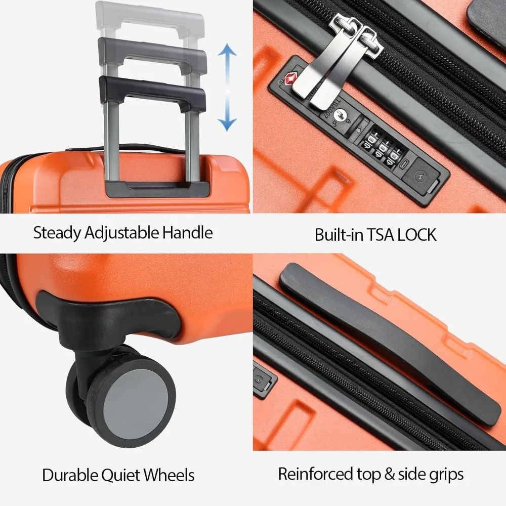 Expandable Hardside Spinner Luggage with Built-in TSA Lock, Durable Rolling Suitcase for Travel with USB Port, Long-Lasting Carr