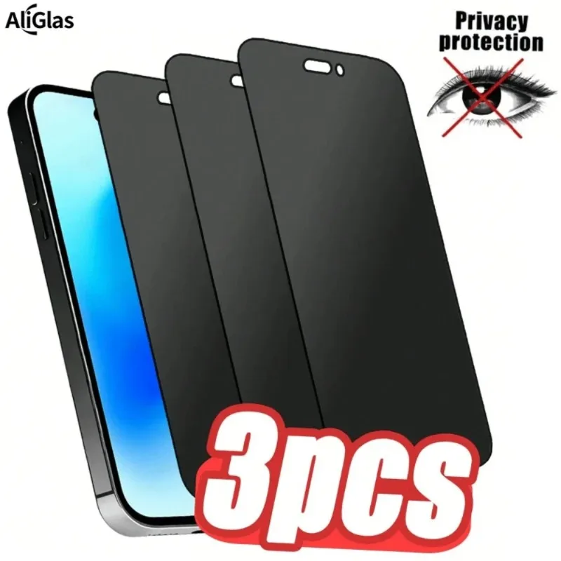 

3Pack Full Coverage Screen Protector Privacy Protection Film for iPhone 14 13 12 11 15 16 17 Pro Max 16E Air Tempered Glass